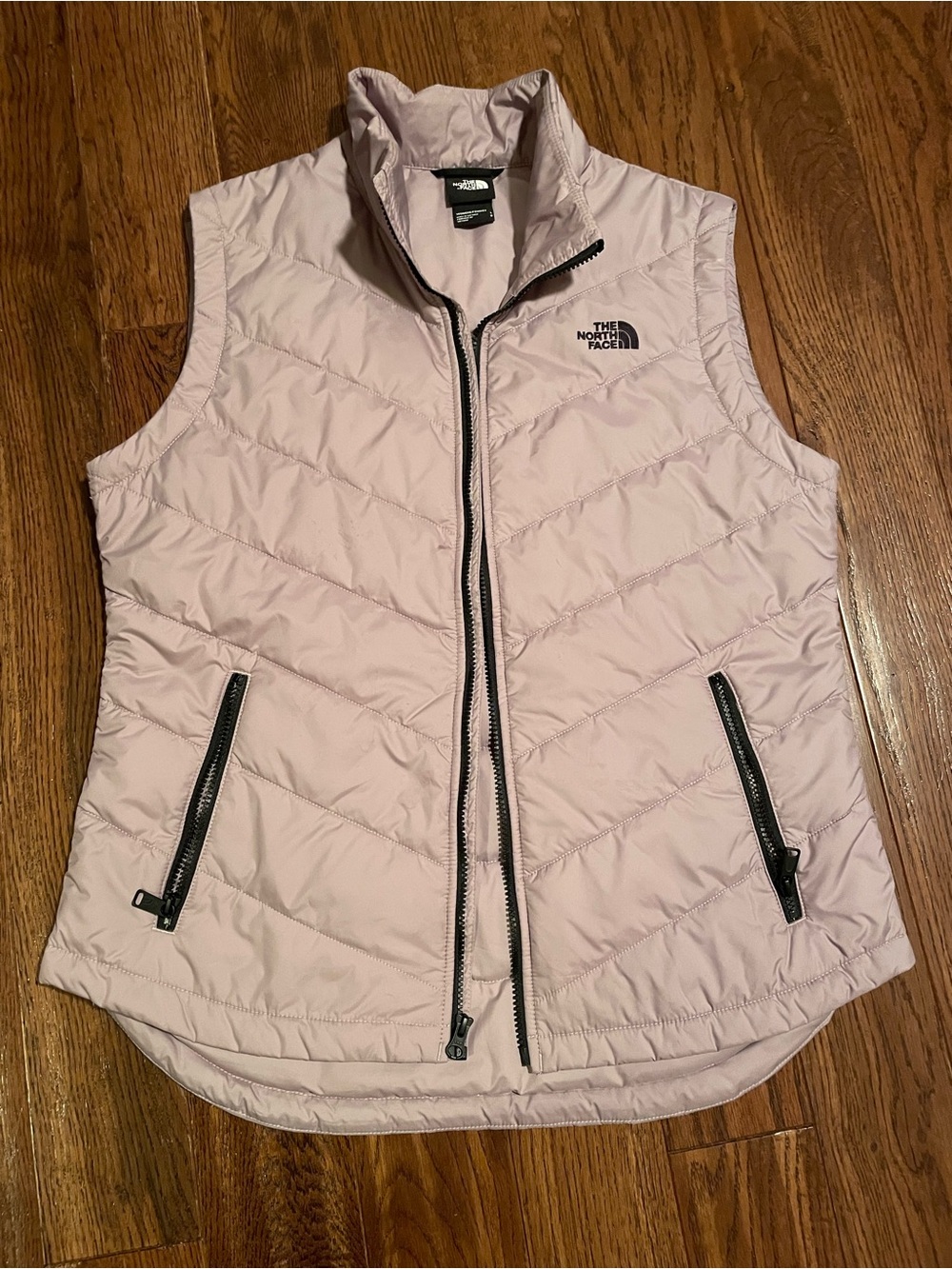 The North Face Lilac Purple Quilted Vest with Black Zippers